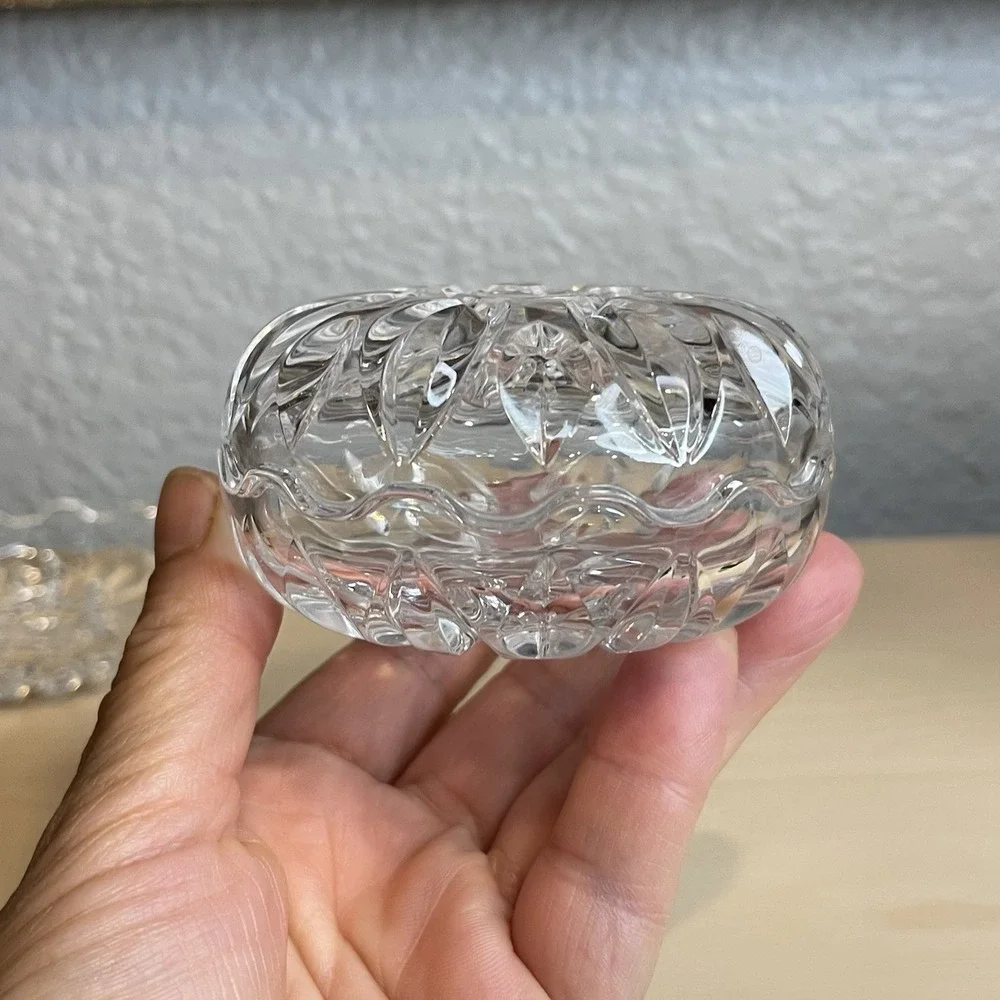Vintage Royal Crystal Rock Lead Crystal Open Salt Cellars Trinket Dish Set Italy